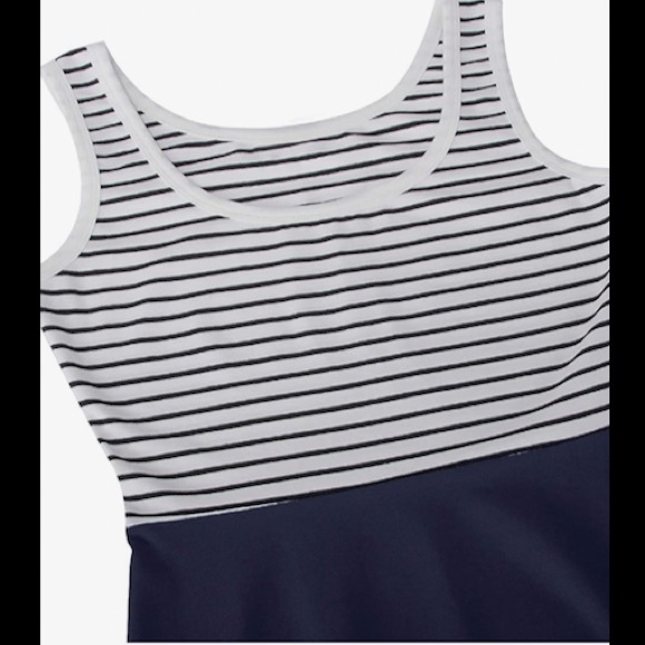 Herou Women Casual Scoop Neck Sleeveless Soft Striped A-Line Dress - Picture 3 of 5